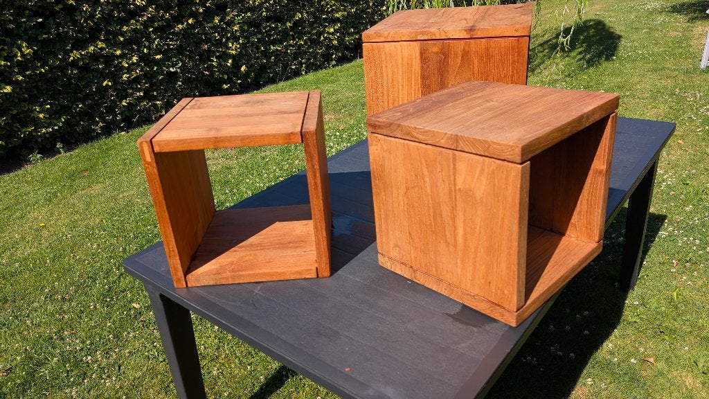 Salontafel hout - bijzetblokken - bijzettafels, Huis en Inrichting, Ophalen, Gebruikt