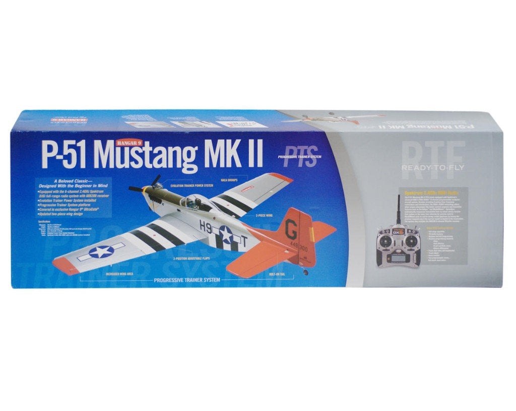 P-51 Mustang Mk II PTS RTF Hangar 9, Ophalen, Nieuw, Nitro, RTF (Ready to Fly)