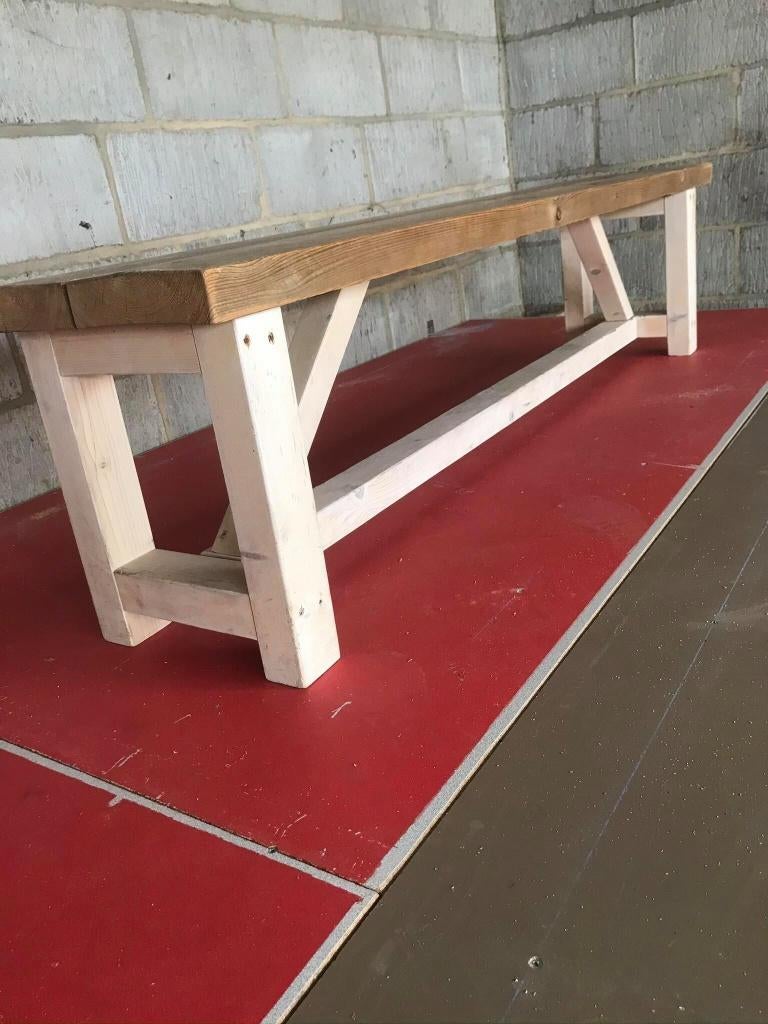 Landelijke zitbank van 2 meter op 40cm  +kleiner bankje, Enlèvement