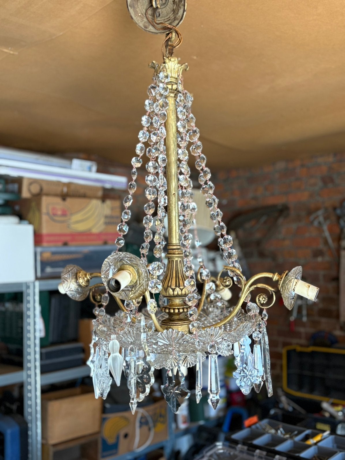 Prachtige 19 de eeuws luster met baccarat, Ophalen