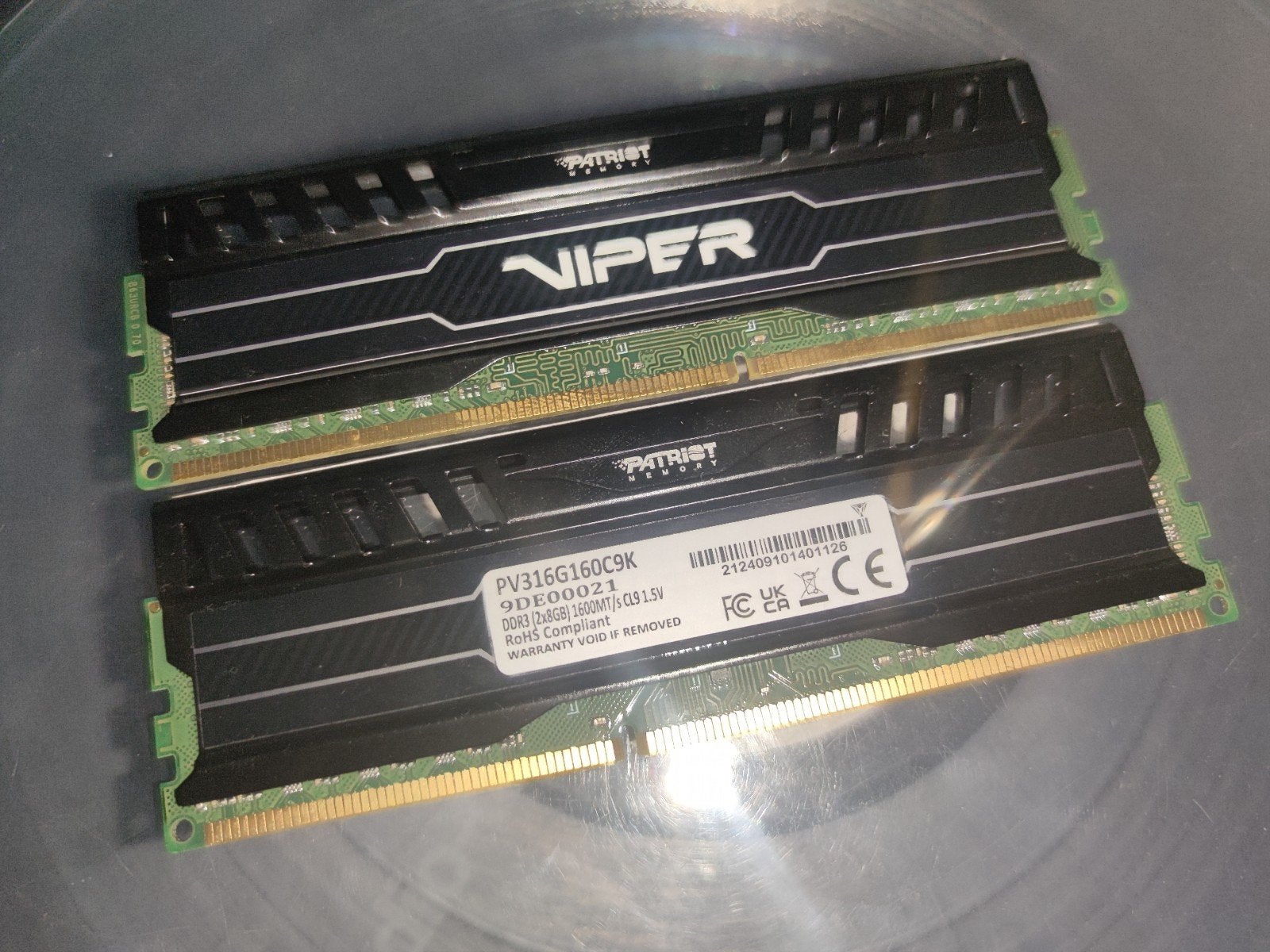 2 x 8 go DDR 3 1600 MHz Patriot Viper, Enlèvement ou Envoi, DDR3, Comme neuf, Desktop