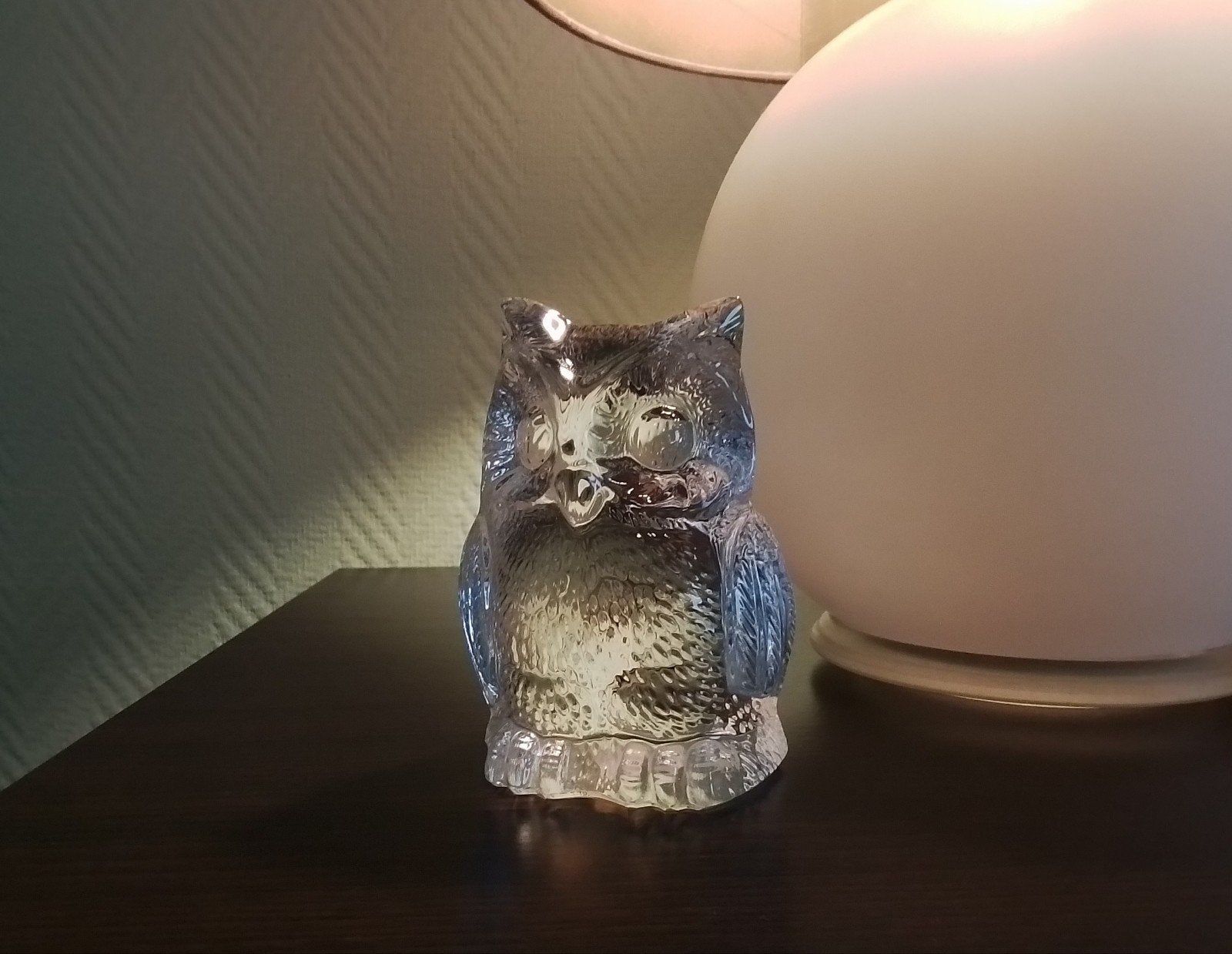 Val Saint Lambert figurine hibou en cristal, Antiek en Kunst, Ophalen