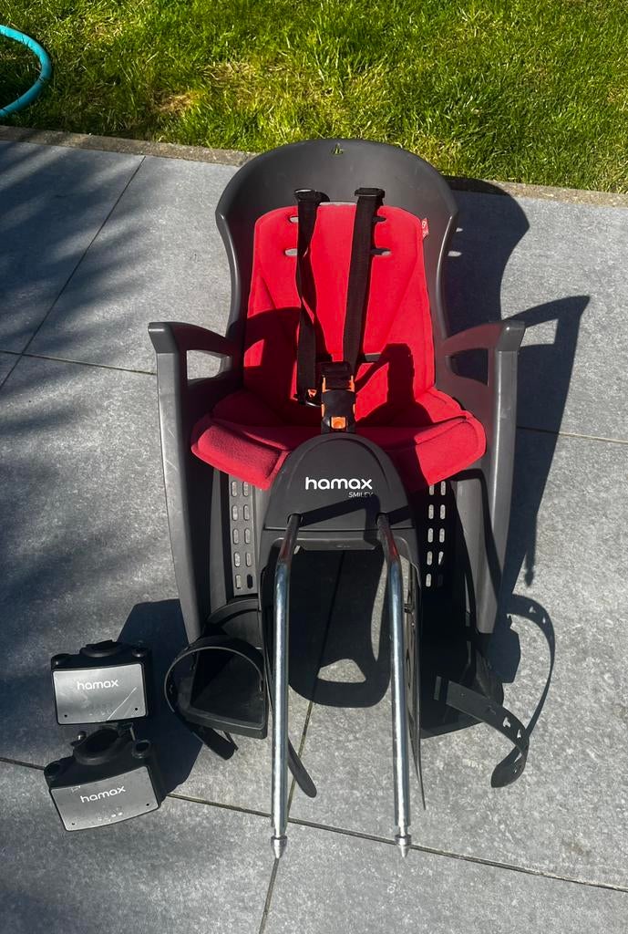 Hamax smiley fietsstoel + 2 adapters, Fietsen en Brommers, Ophalen, Gebruikt, Achterzitje