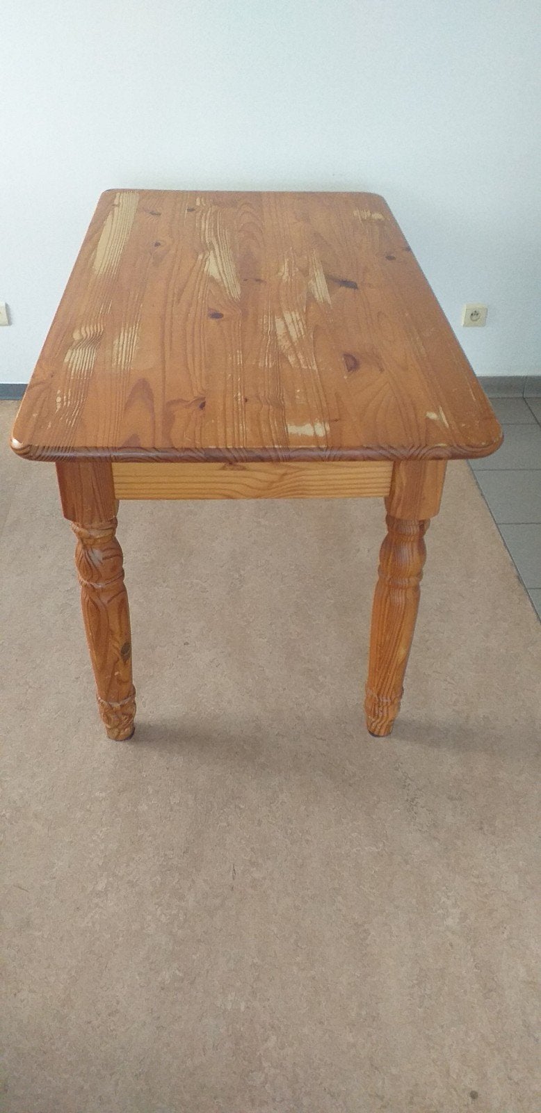 Rechthoekige Grenen houten tafel met klein schuifje., Enlèvement