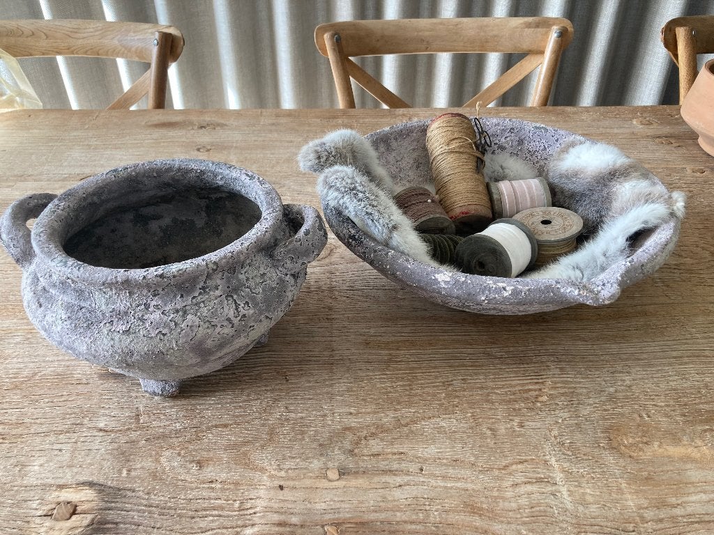 Schaal en bloempot bruynx, Steen, Rond, Zo goed als nieuw, Minder dan 40 cm