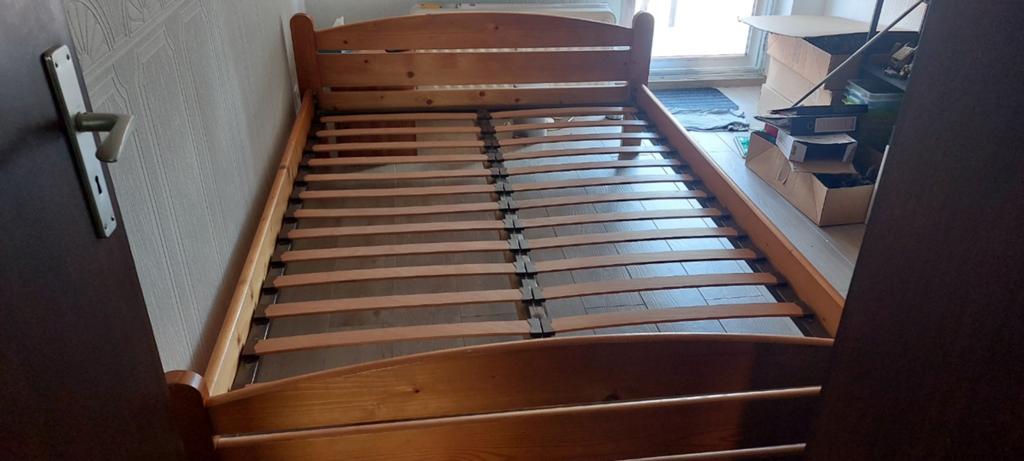Houten bed met lattenbodem, Queen size, 140 cm, Brun, Enlèvement