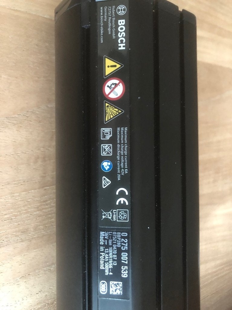 Originele fietsbatterij Bosch 500Wh 36V, Gebruikt