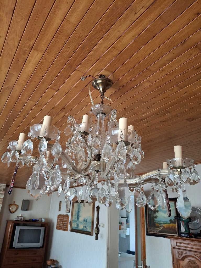 Kroonluchter, Huis en Inrichting, Lampen | Kroonluchters, Ophalen, Zo goed als nieuw, Glas, E14 (klein)