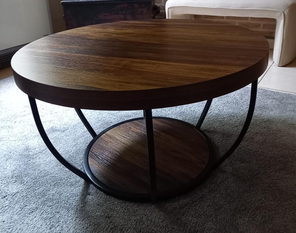 Ronde donkerbruine salontafel te koop, Huis en Inrichting, Ophalen, 50 tot 100 cm, Rond, 50 tot 100 cm