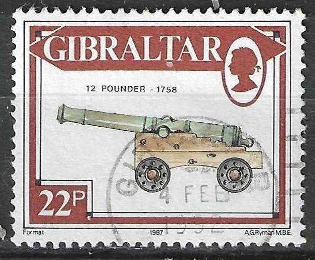 Gibraltar 1987 - Yvert 544 - Canons - 22 pages (ST), Envoi, Affranchi