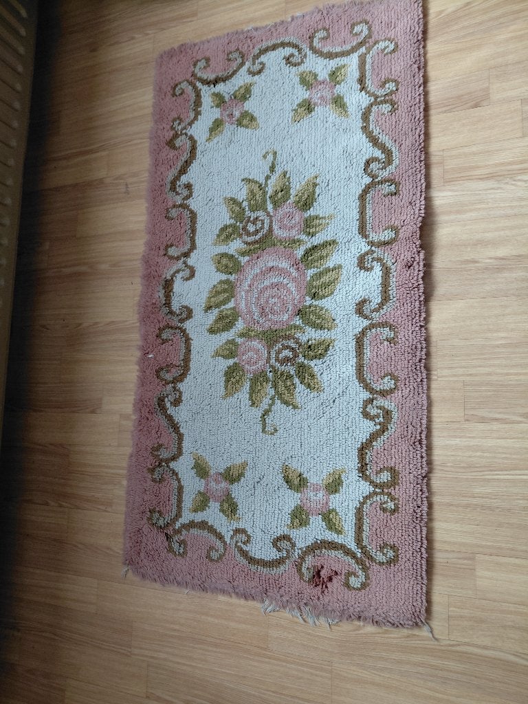 bloemen tapijt, Maison & Meubles, Ameublement | Tapis & Moquettes, 100 à 150 cm, Blanc, Enlèvement, Utilisé