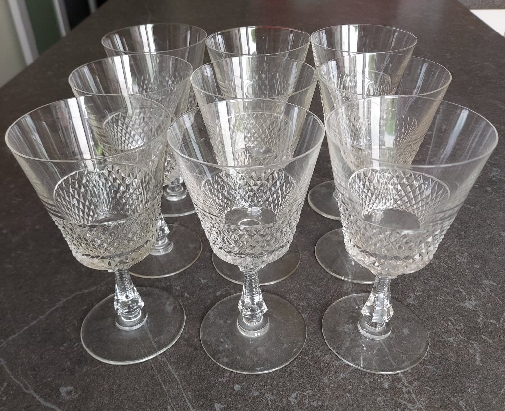 Val St Lambert cristal - 9x Grand verre à eau Heidelberg, Enlèvement ou Envoi