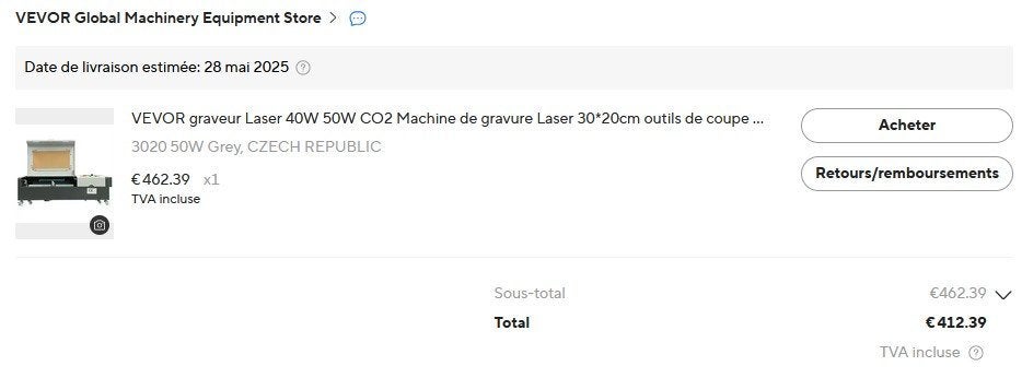 CNC laser vevor 50W CO2, Nieuw, Meerkleurig, Overige materialen, Overige merken