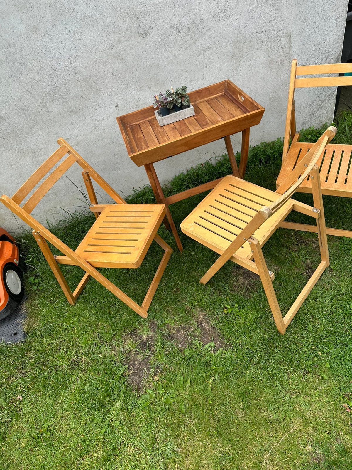 Set van drie vouwstoelen en tafeltje, Tuin en Terras, Ophalen of Verzenden, Zo goed als nieuw