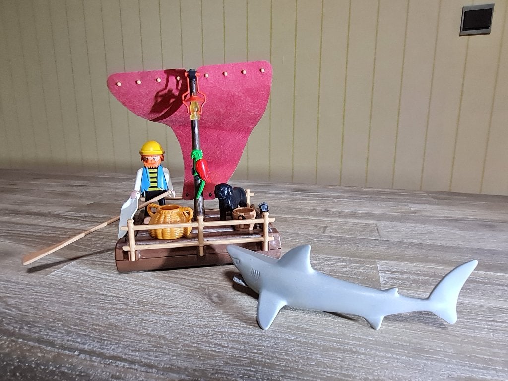 Playmobil - Pirate avec radeau flottant et requin 3736, Pirates, Enlèvement ou Envoi, Kit complet, Utilisé