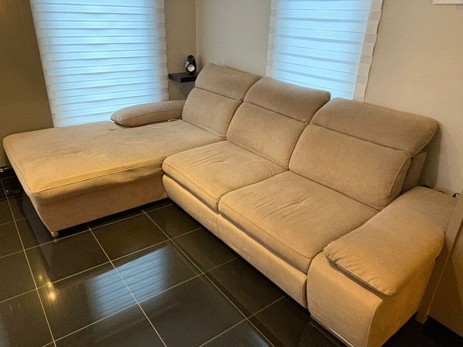 Zetel met long chair. MOET SNEL WEG., Huis en Inrichting, Zetels | Complete zithoeken, Ophalen, Gebruikt