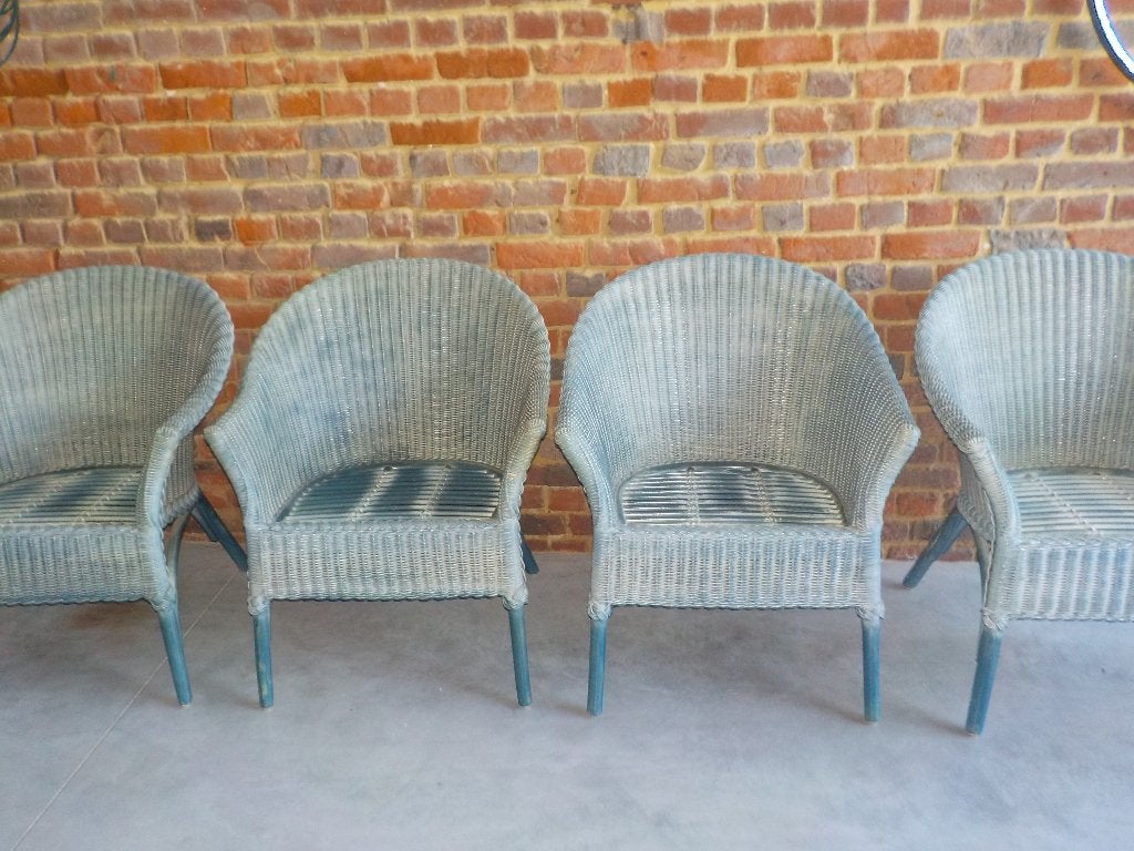 Set van 4 rotan stoelen, Maison & Meubles, Chaises, Enlèvement, Bleu