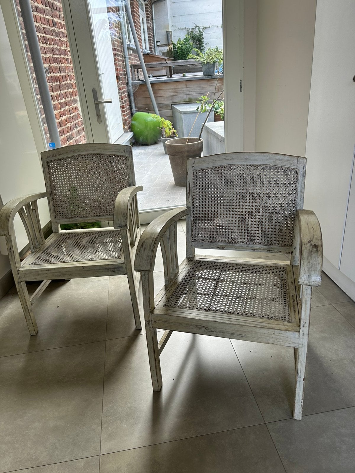 Lot de 2 Fauteuils bois et cannage, Huis en Inrichting, Fauteuils, Ophalen, Zo goed als nieuw, Hout