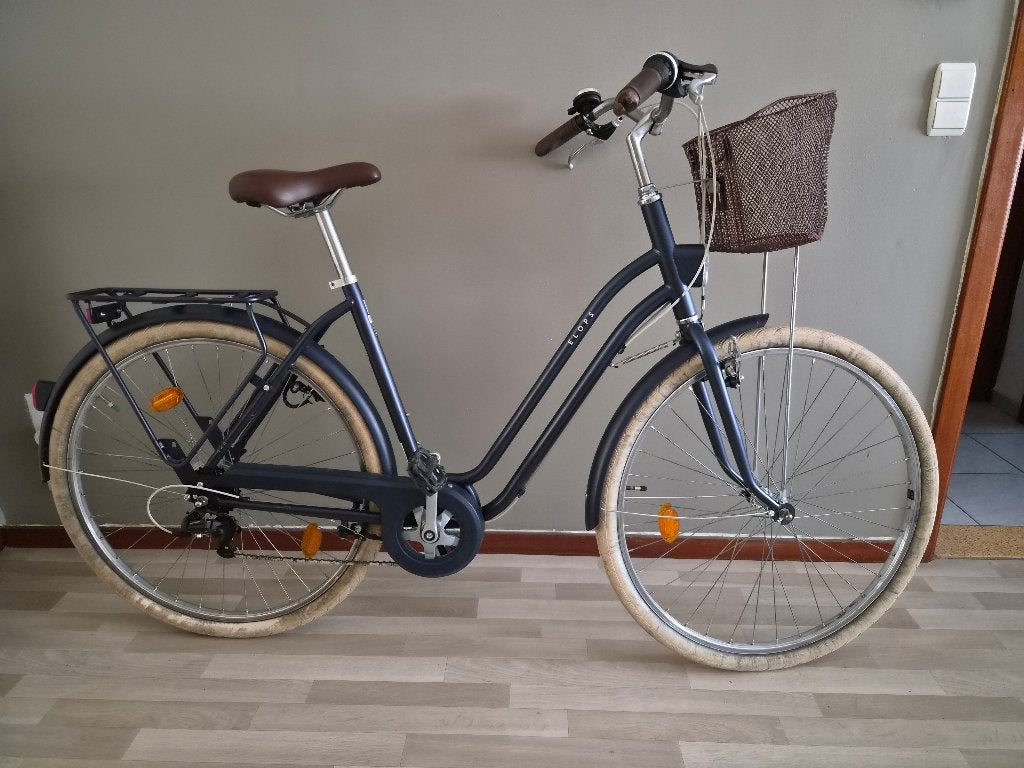 Elops 520 stadsfiets Maat L/XL Donkerblauw., Accès (extra) bas, Autres marques, Frein sur jante, Enlèvement