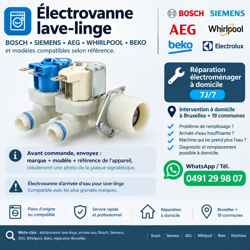 Électrovanne lave-linge Bosch Siemens AEG Whirlpool Beko, Ophalen, Nieuw