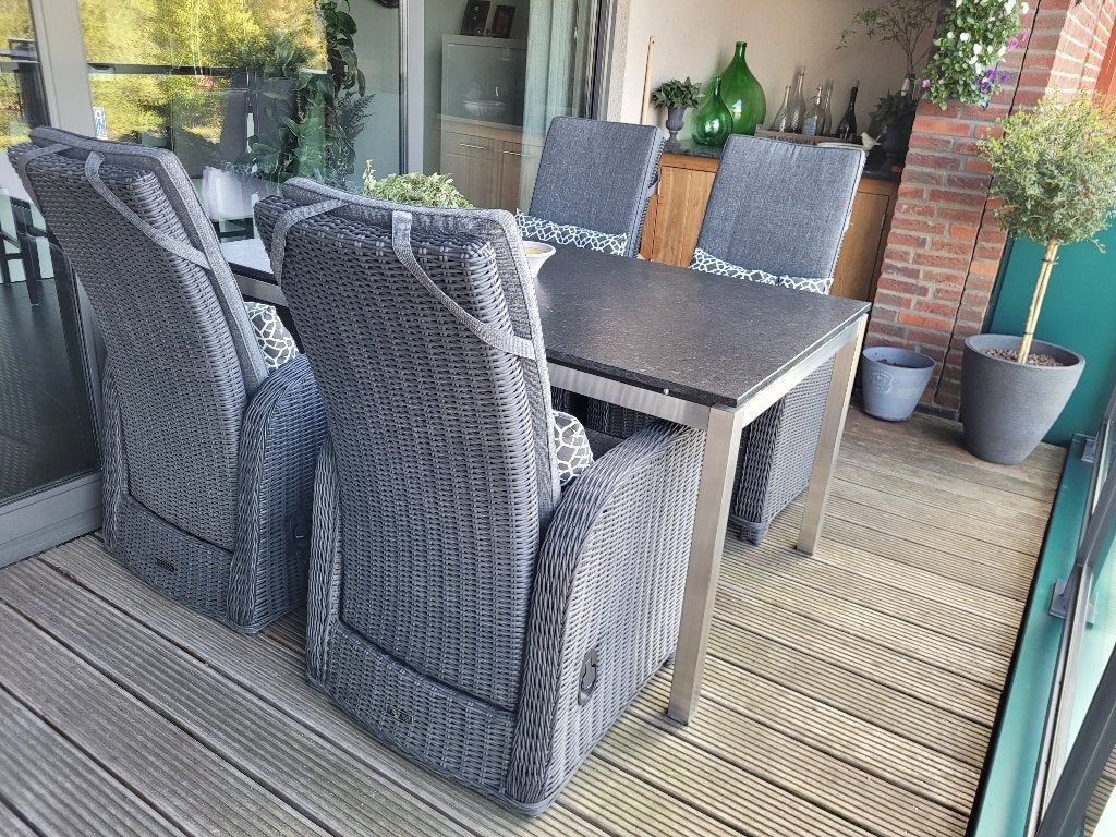 Luxe tuinset: RVS met graniet, 4 Intenso wicker stoelen, Ophalen, 4 zitplaatsen, Zo goed als nieuw, Wicker