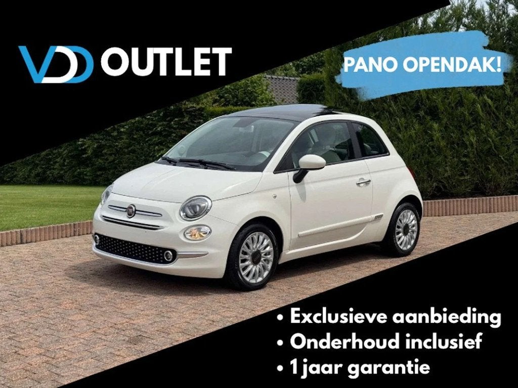 Fiat 500 / 3D / OPEN DAK / CARPLAY / NAVI / AC / PARK SENS, 4 zetels, Gebruikt, Wit, Bedrijf