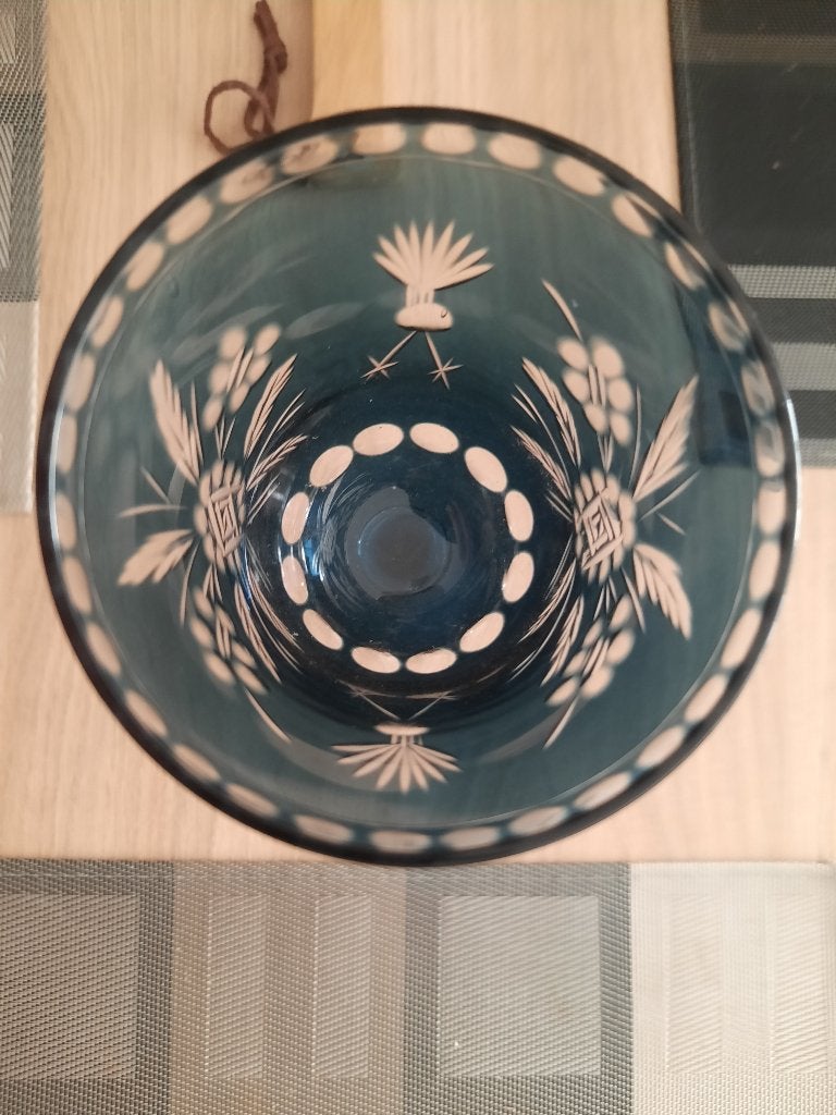 Vintage kobalt kristal wijnglas, Verzamelen, Ophalen of Verzenden, Zo goed als nieuw, Overige typen