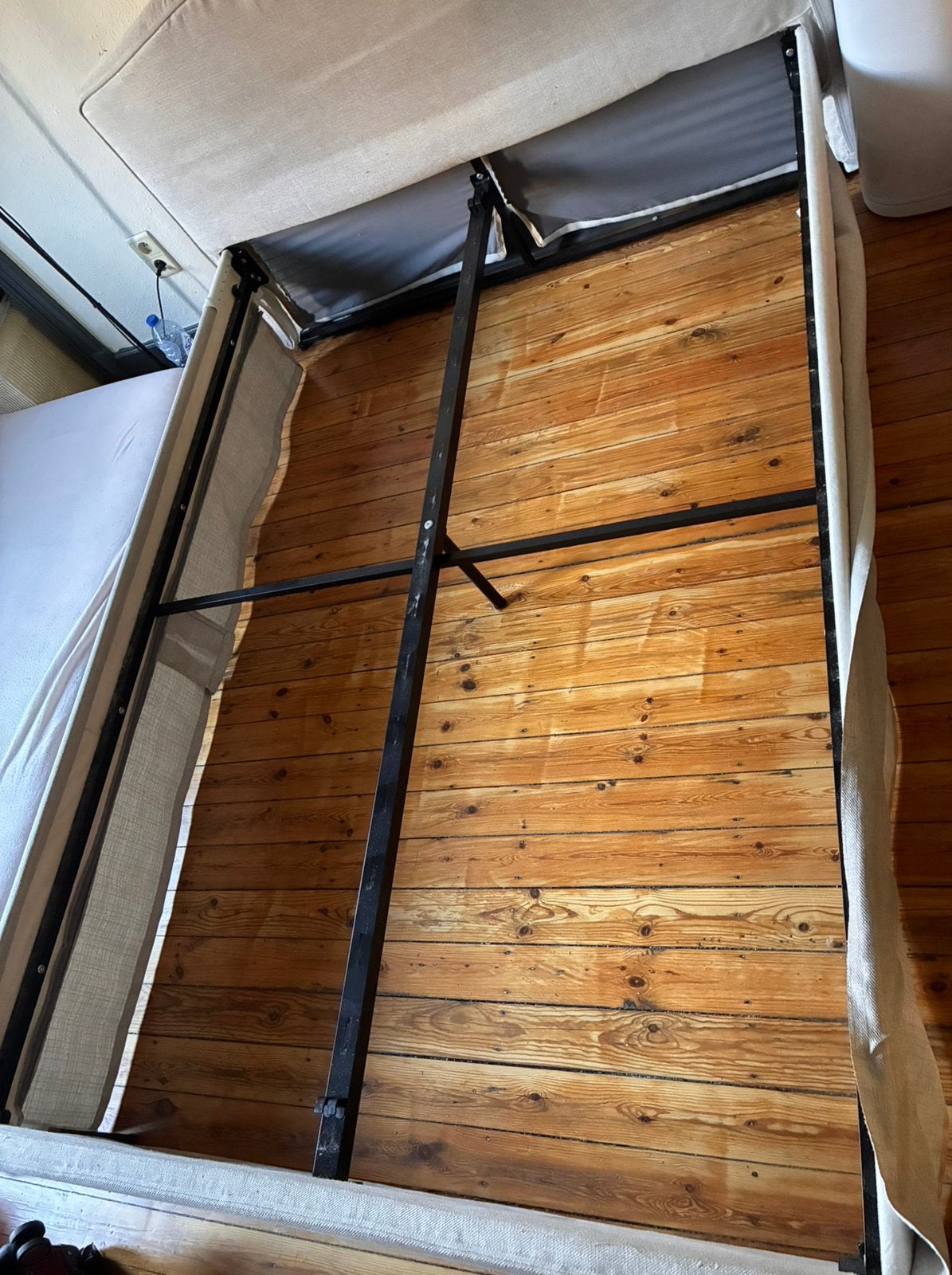 Cadre lit matelassé + sommier 140cm, Enlèvement, Comme neuf