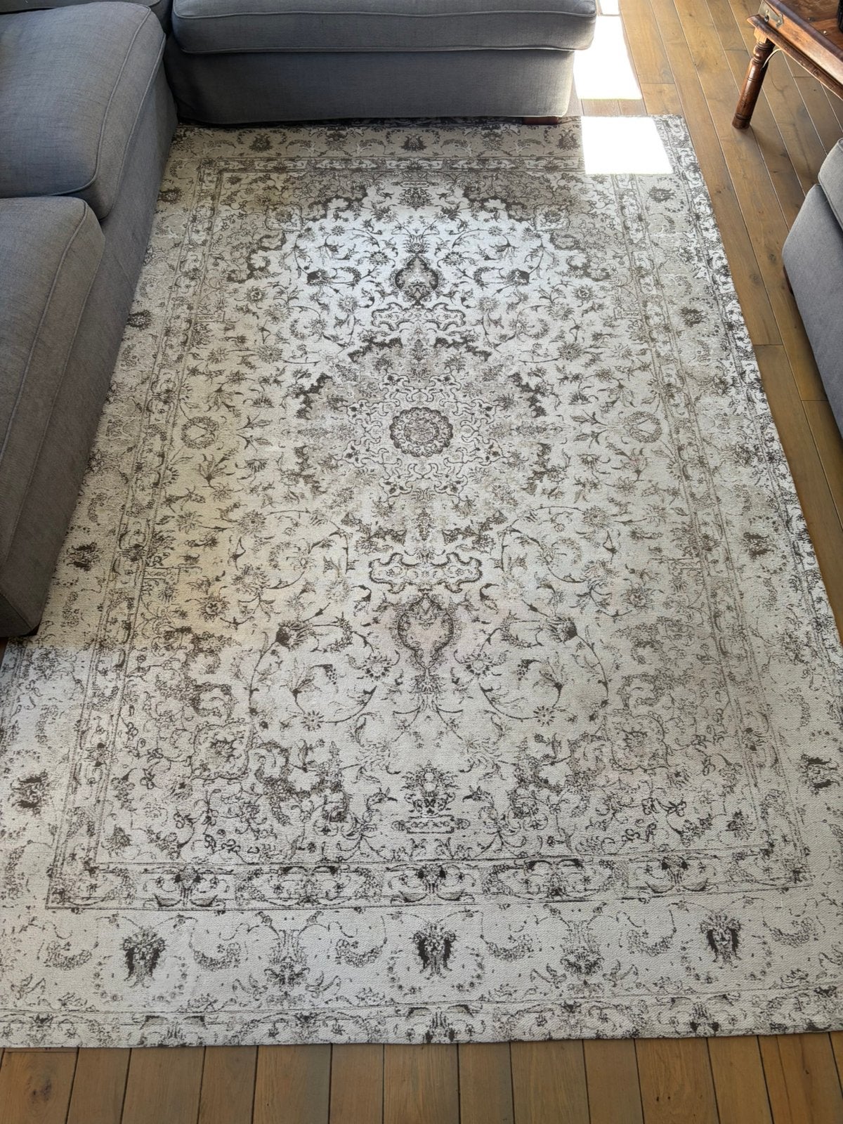 Grijs vloerkleed – 200 x 300 cm, Ophalen, Gebruikt, 150 tot 200 cm, Vintage
