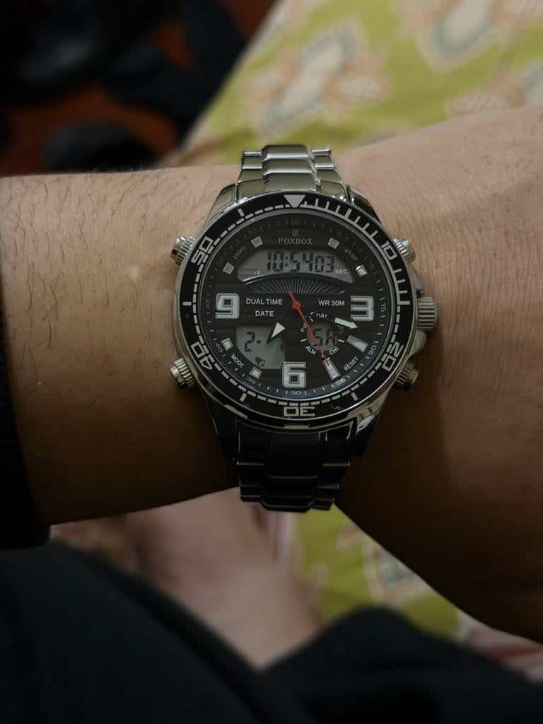 Montres hommes double affichage quartz électronique, Ophalen of Verzenden, Waterdicht, Nieuw, Zwart