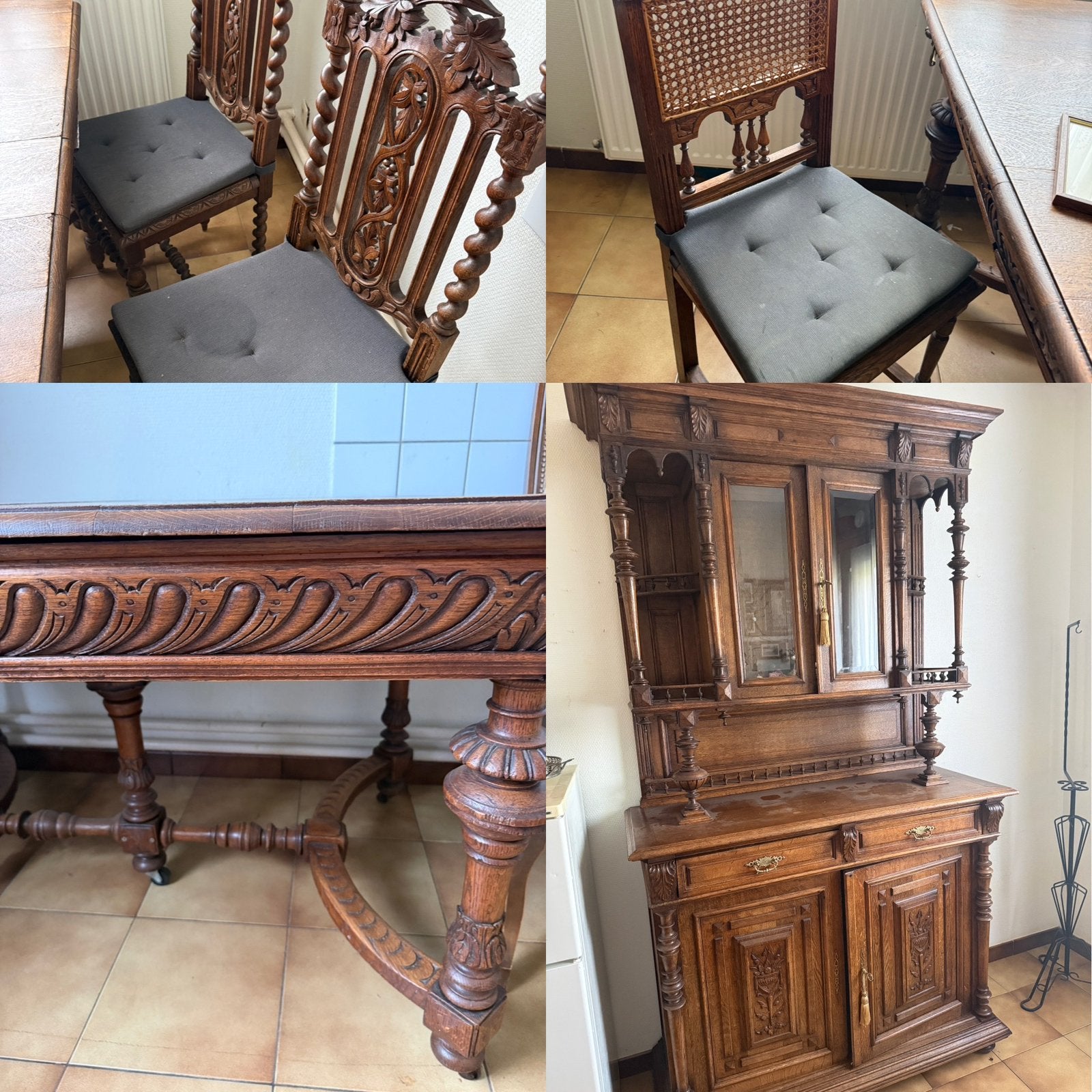 Antieke kast met tafel en en 4 stoelen, Ophalen