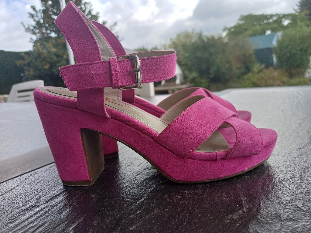 Sandales imitation daim, Autre, Enlèvement ou Envoi, Rose, Chaussures à haut talons