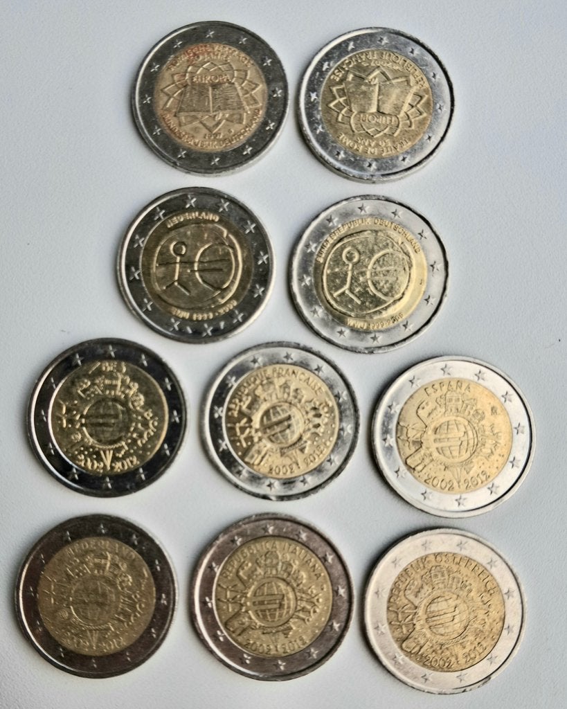 10 pièces 2 euro commémoratives éditions communes 2007/09/12, Enlèvement ou Envoi, 2 euros, Série