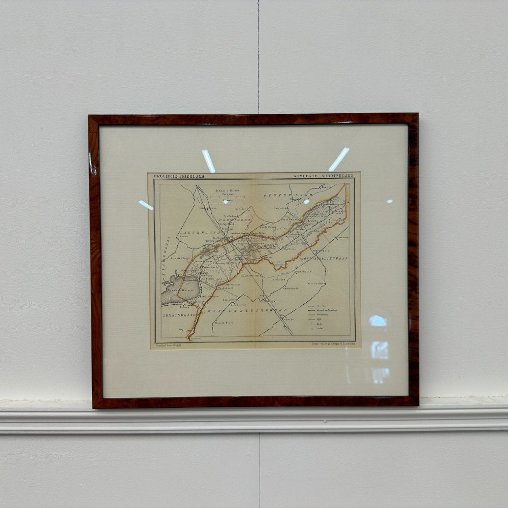 Antieke Prent van Gemeente Schoterland - Friesland, Antiek en Kunst, Ophalen