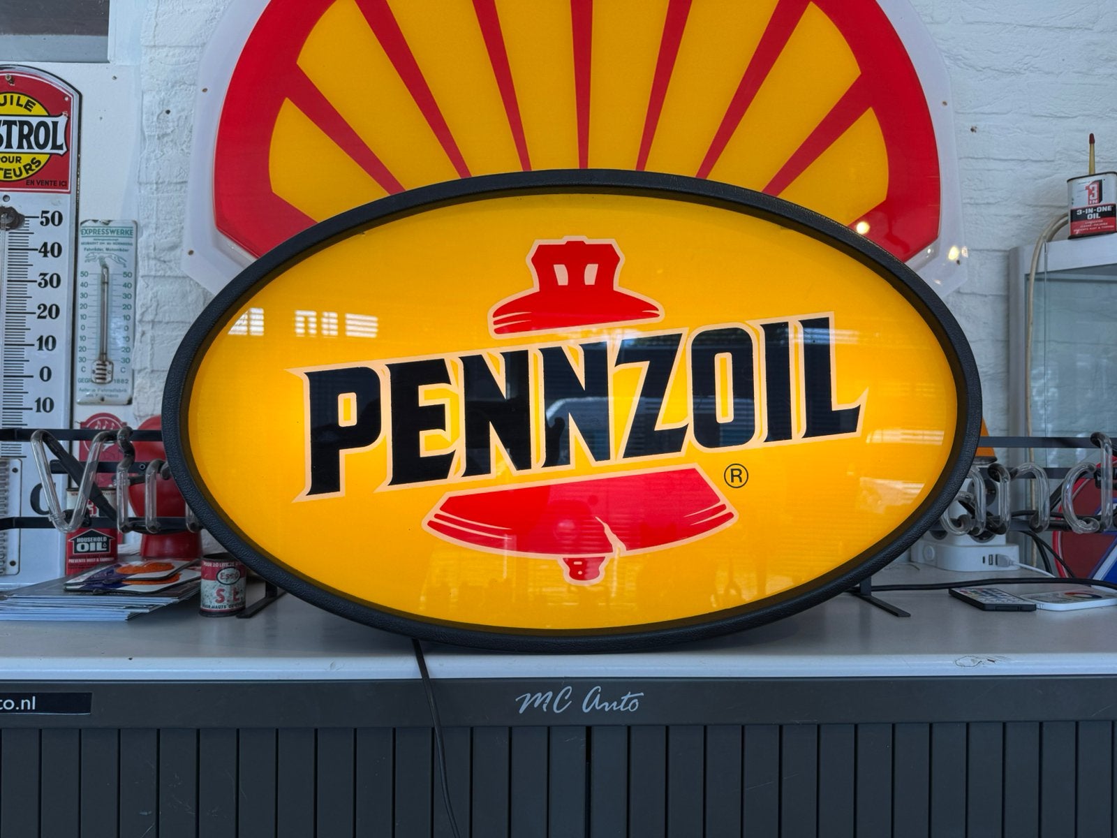Ancienne boîte à lumière publicitaire PENNZOIL, Collections, Enlèvement ou Envoi, ., Utilisé, .