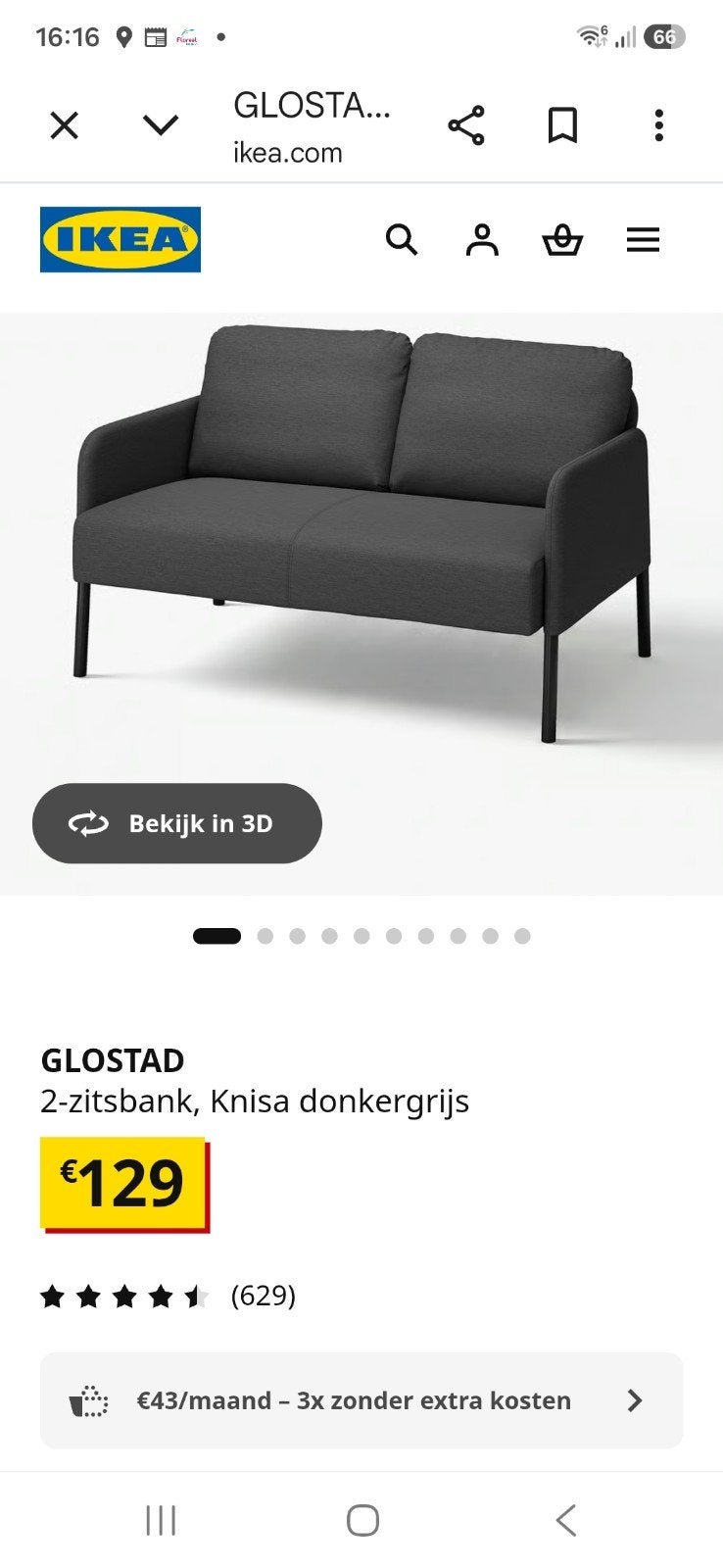 zitbank ideaal voor op kot, Ophalen, Zo goed als nieuw