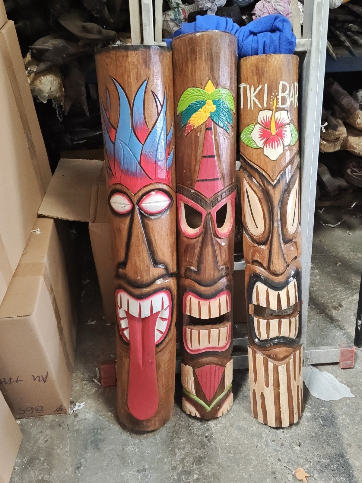 masques tiki 100 cm en bois d albesia 20€ pièce, Antiquités & Art, Enlèvement ou Envoi, Bois