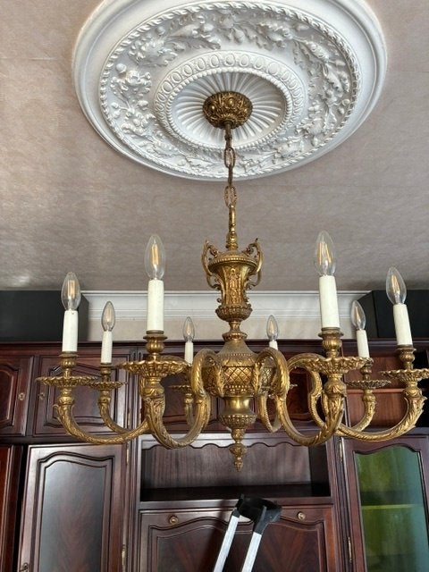 lustre en bronze, Enlèvement, Utilisé, Régence-stijl, E14 (petit)
