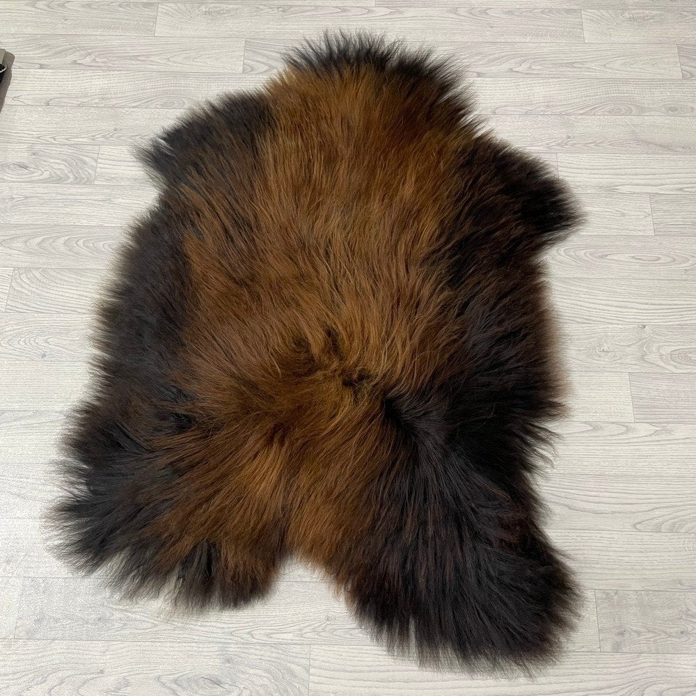 Schapenvacht IJslands bruin wit 120x85cm #2028 | Lederstore, Neuf, Tapisserie murale, Brun, Matériau naturel