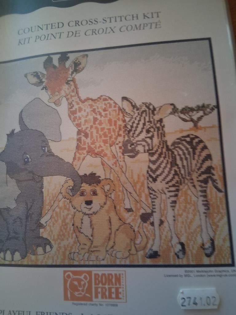 Borduurpatroon Safari dieren + restjes draad, Hobby en Vrije tijd, Ophalen of Verzenden
