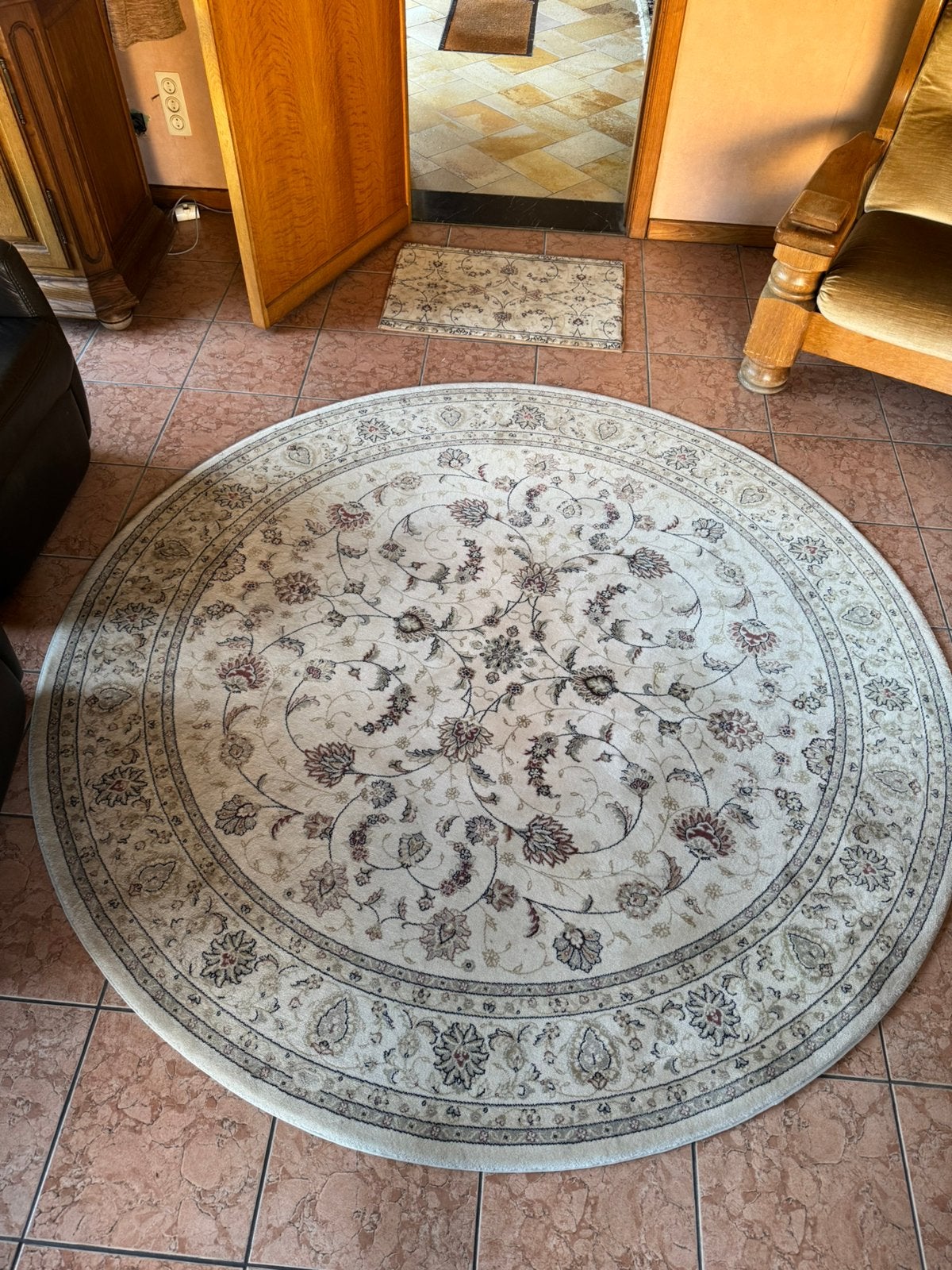 Rond wollen tapijt van Osta (diameter: 200cm), Enlèvement, Utilisé, Beige, Rond