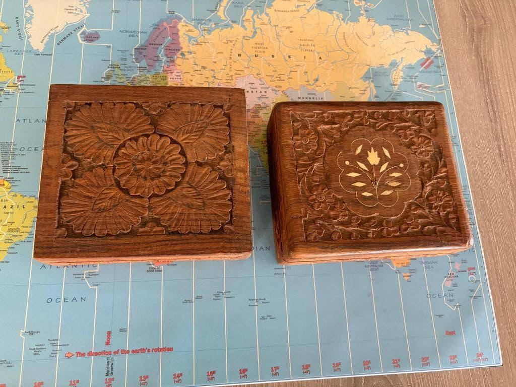Handgesneden houten kistjes, Antiek en Kunst, Kunst | Beelden en Houtsnijwerken, Ophalen
