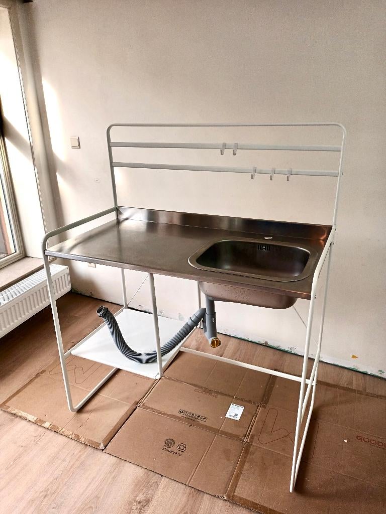 Kitchenette IKEA Sunnersta + keukenkraan GROHE Costa, Ophalen, Gebruikt, 100 tot 150 cm, 100 tot 150 cm
