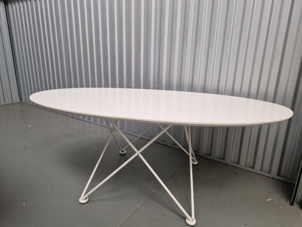 Witte ovalen salontafel, Ophalen, Gebruikt, 50 tot 100 cm, 100 tot 150 cm