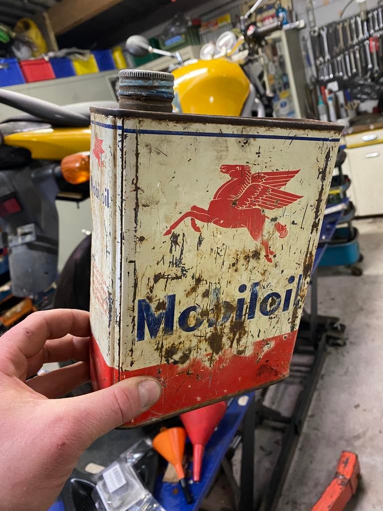 Bidon huile transformé Mobiloil, Ophalen of Verzenden