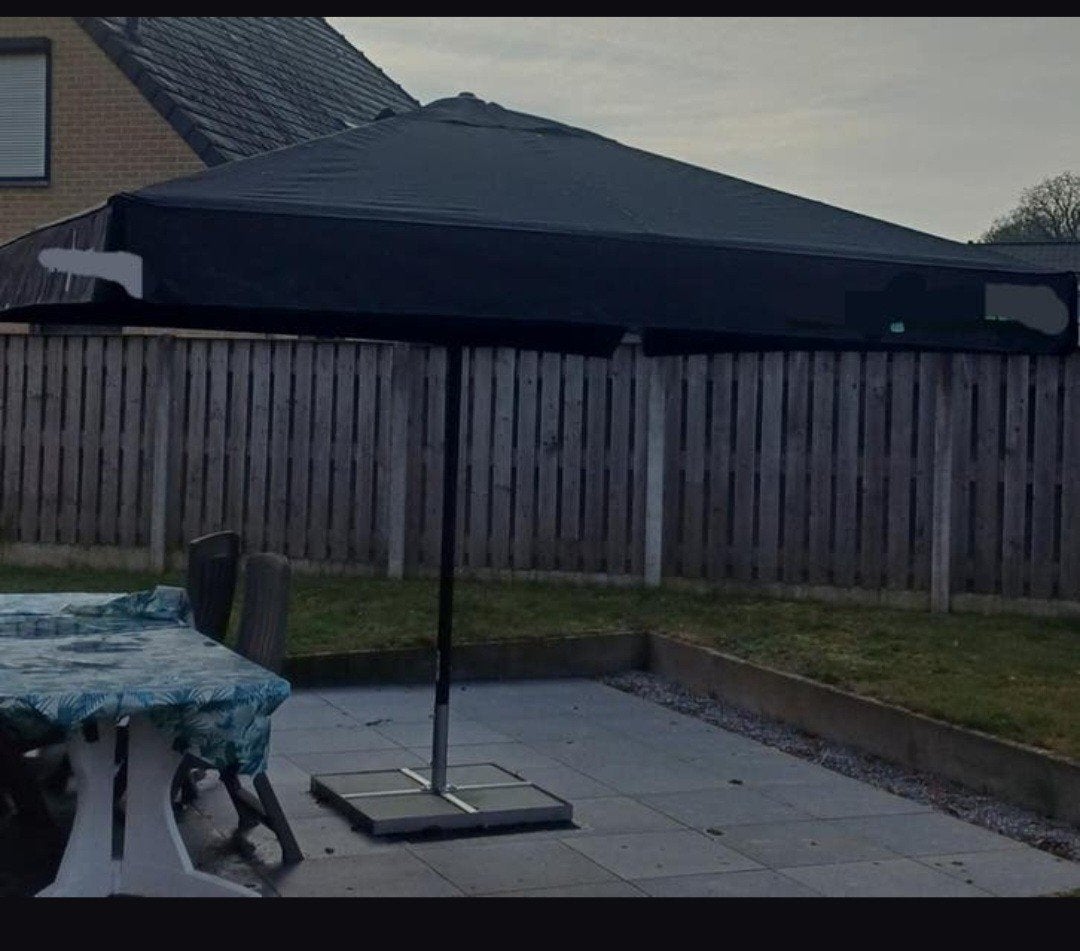 Grote parasol met voet 3m50, Tuin en Terras, Partytenten, Ophalen