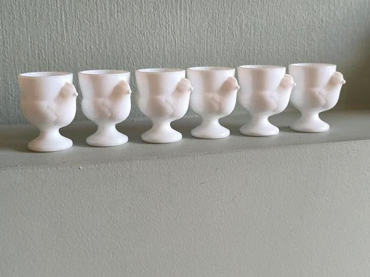 Set van 6 opaline eierdopjes, Ophalen of Verzenden
