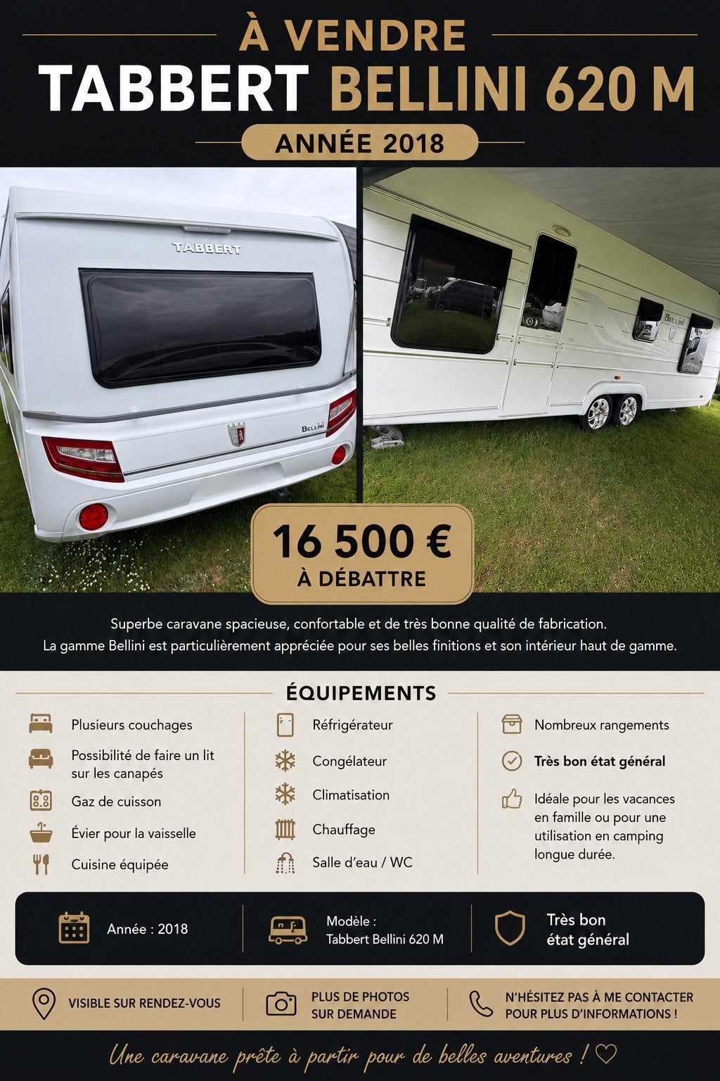 Tabbert bellini, Caravans en Kamperen, Particulier, Koelkast, Tabbert