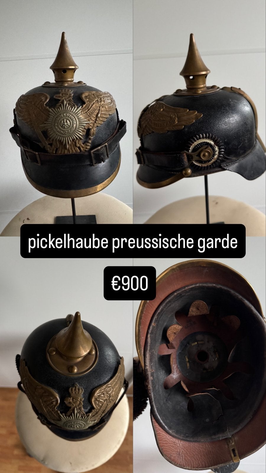 Pinhelm pruissen garde wo1, Ophalen of Verzenden