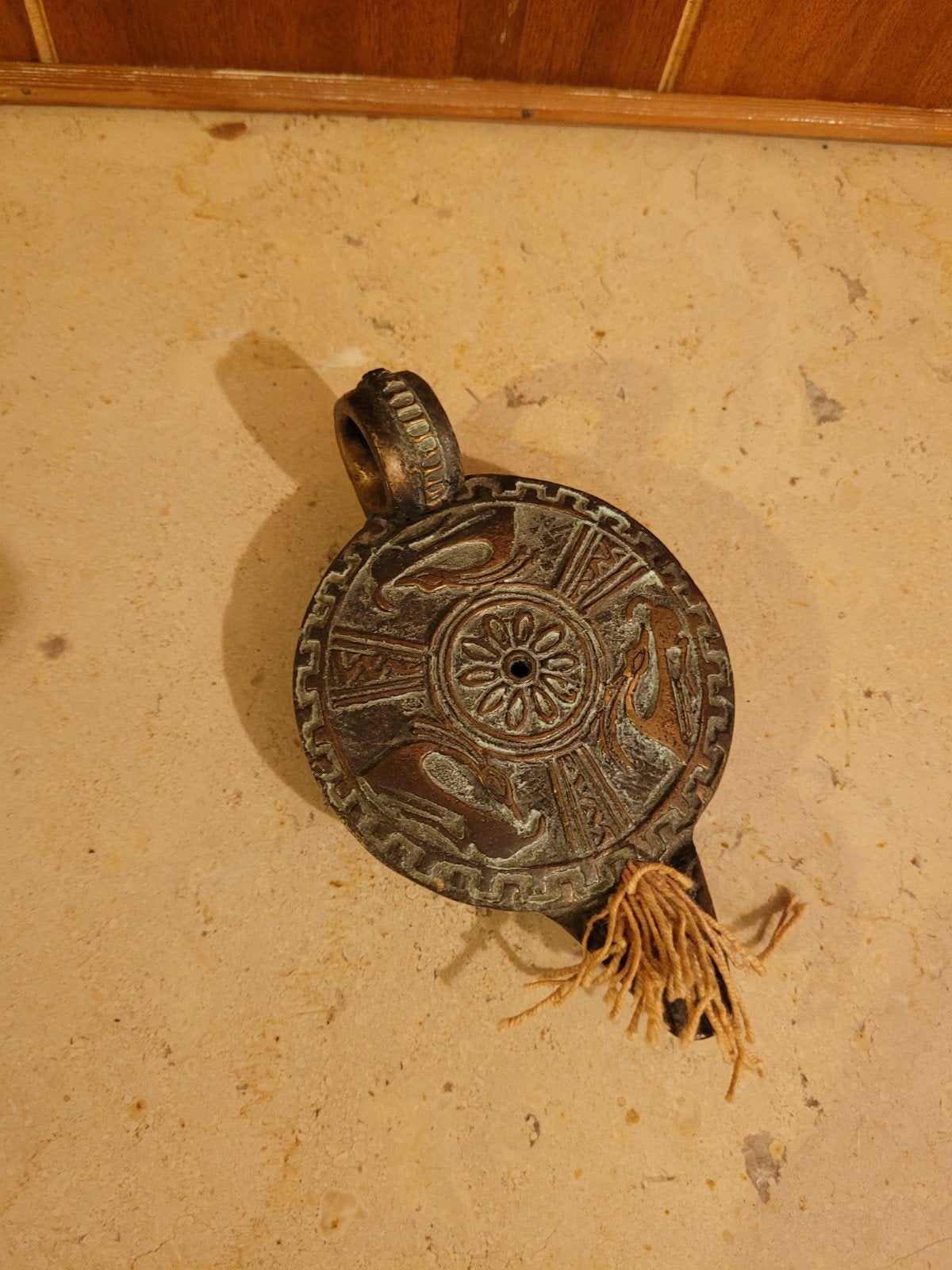 Antique Souvenir Grand Tour Bronze oil lamp based Roman anci, Enlèvement ou Envoi